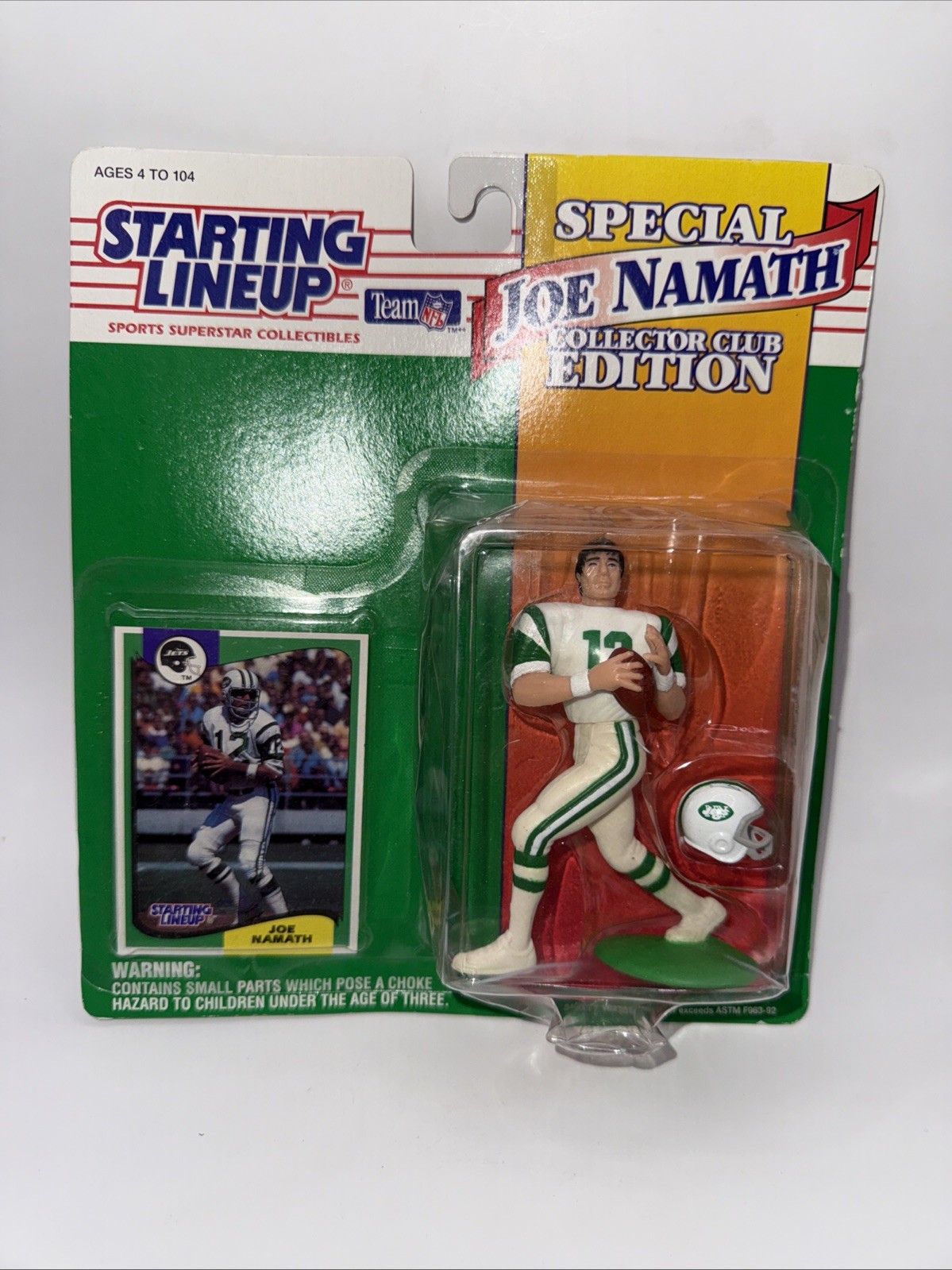 1994 Kenner Starting Lineup *Joe Namath* Collector Club Edition Figure w/Card