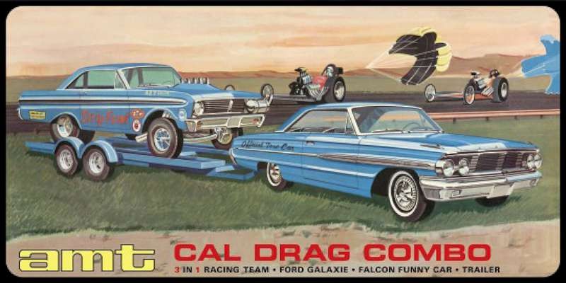 1/25 Cal Drag Combo: 1964 Ford Galaxie, Falcon Funny Car & Trailer (3 Kits)