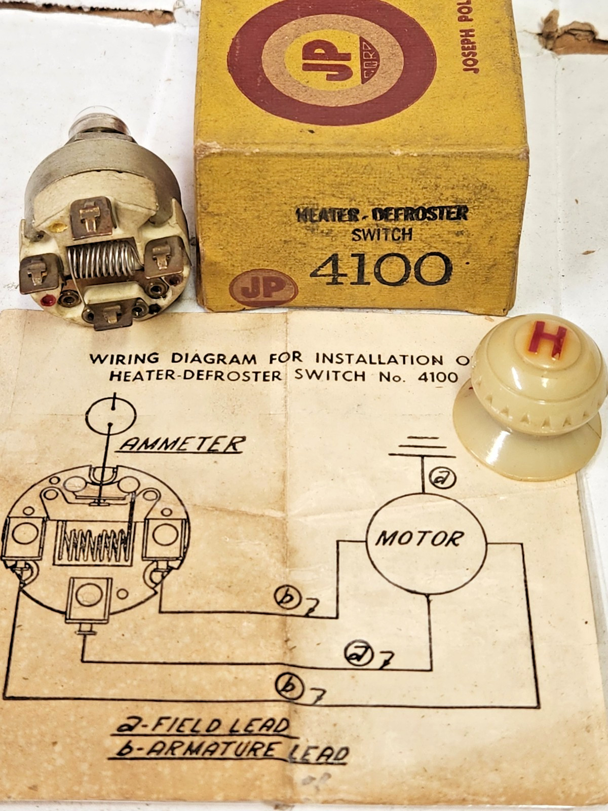 NOS Vintage JP  Heater Defroster Switch 4100 Joseph Pollak Corp