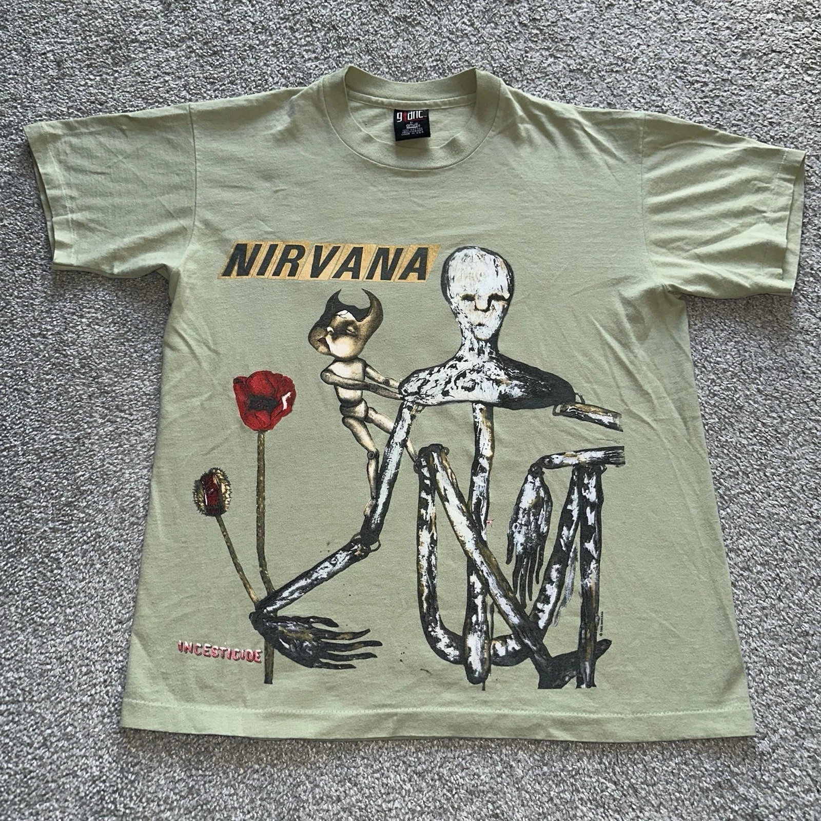 Vintage 90s 1993 Nirvana Incesticide Tshirt ,reprinted on new fabric.