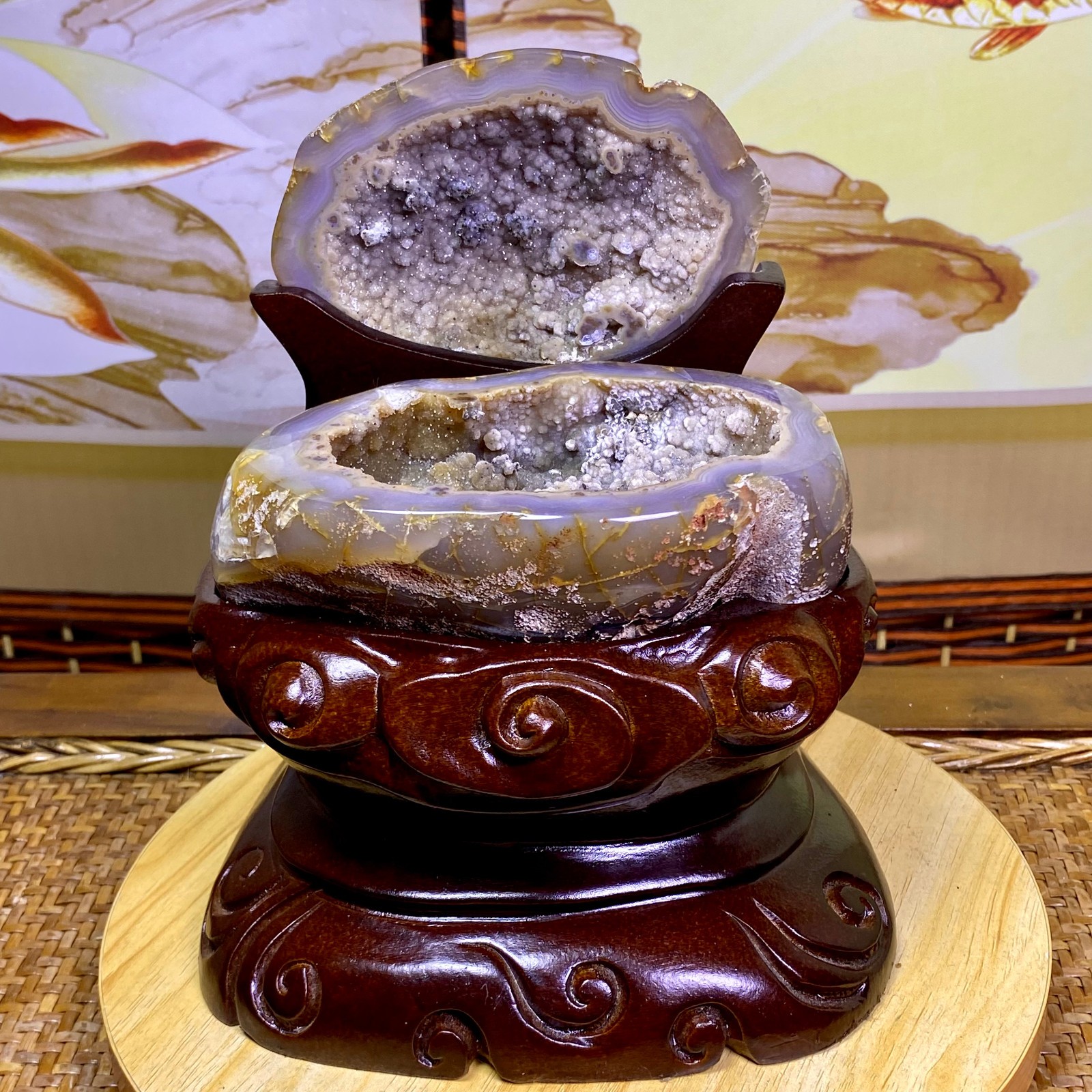 4.82LB Natural amethyst Agate Treasure Basin Quartz Geode cluster Healing decor