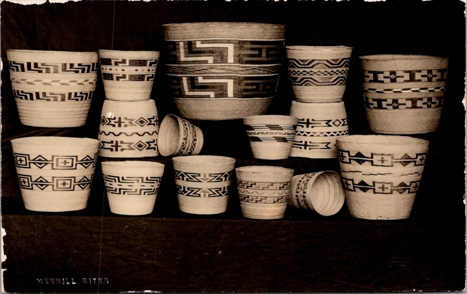 Collection of Beautiful Woven Baskets Sitka c.1918-1930 RPPC Postcard      26152