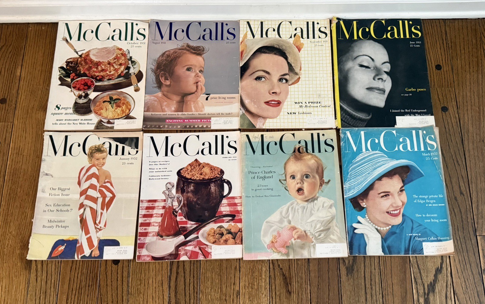 VINTAGE McCall's Magazines 1950's Lot of 8 Great Vintage Fashion Graphics & Ads