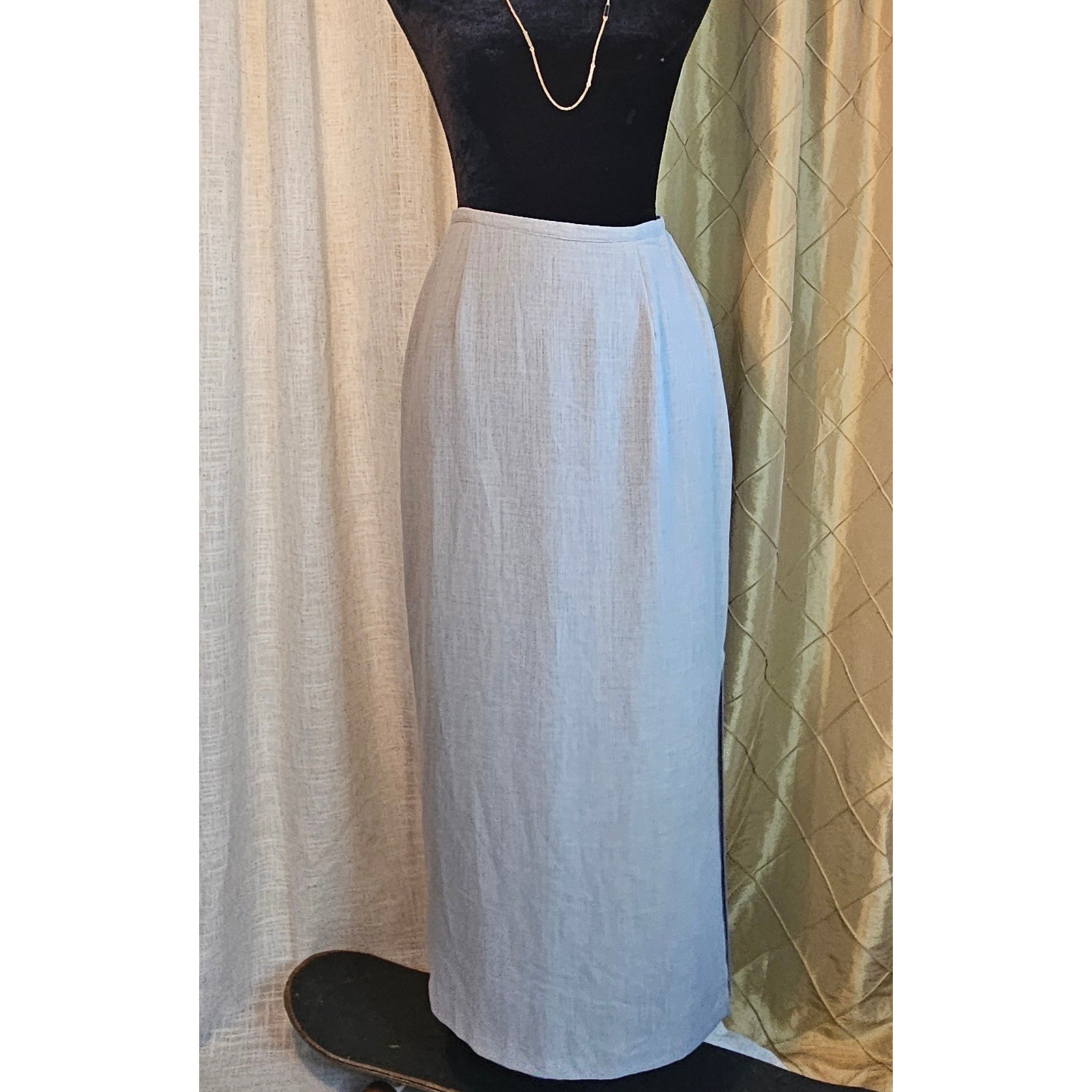 True Vintage Heather Grey High Waist Maxi Pencil Skirt by Hillard & Hanson