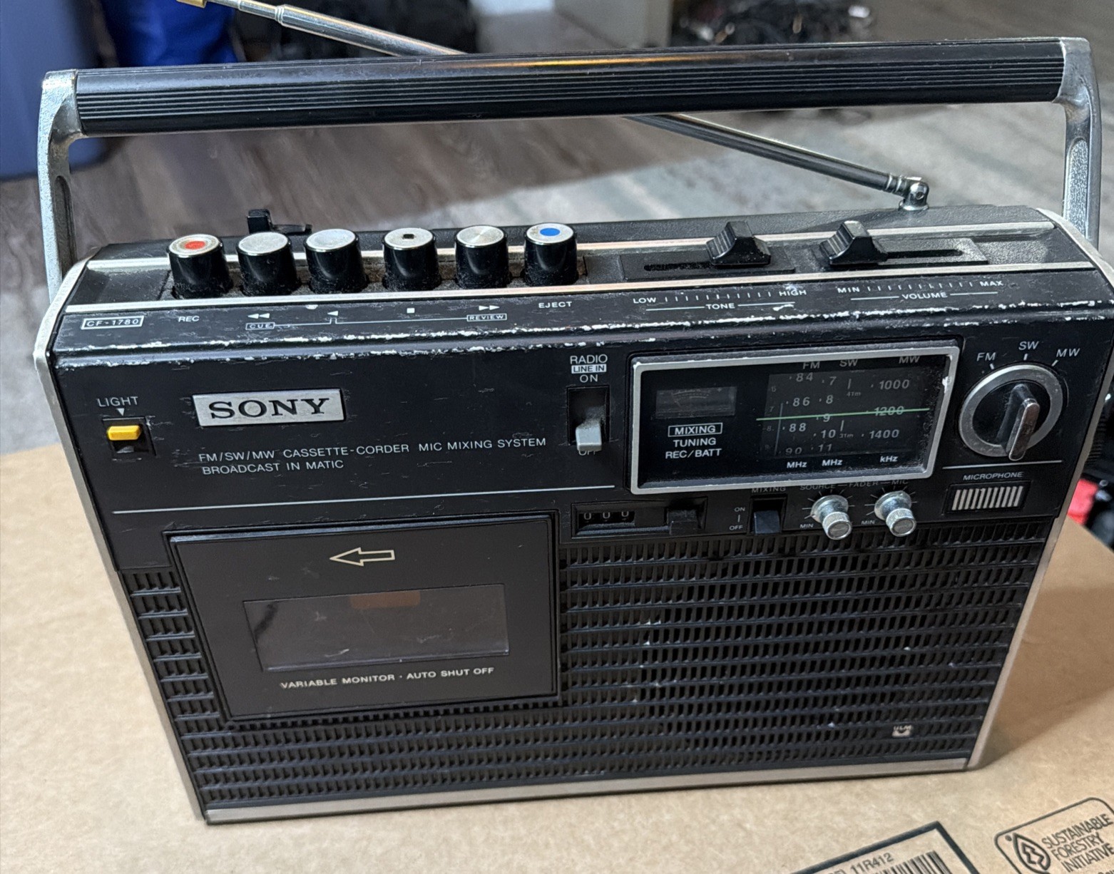 SONY CF-1780 Radio Cassette Recorder Boombox FM AM SW Serviced Rare Free Vintage