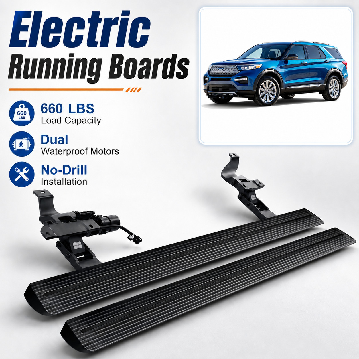 2PCS Electric Running Boards Power Side Steps Fits For Ford Explorer 2020-2026