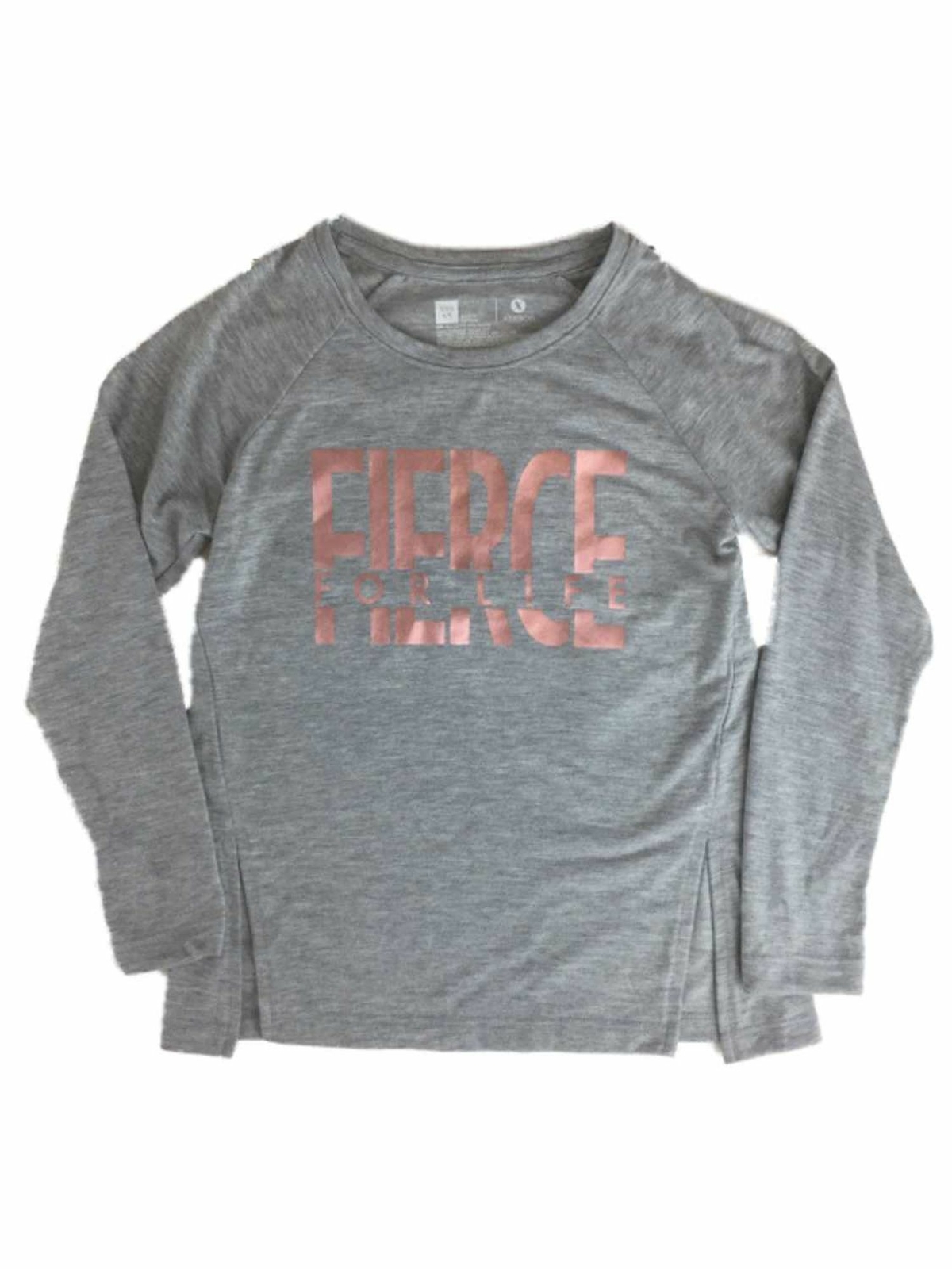 Xersion Girls Rose Gold Gray Fierce For Life Long Sleeve Athletic Shirt