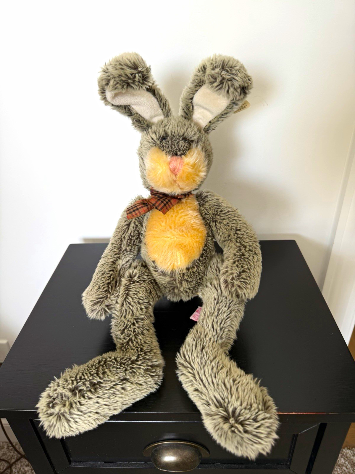 Vintage Russ Hamilton Gray Plush Stuffed Bunny Rabbit M-14in 2000 MPN 4748