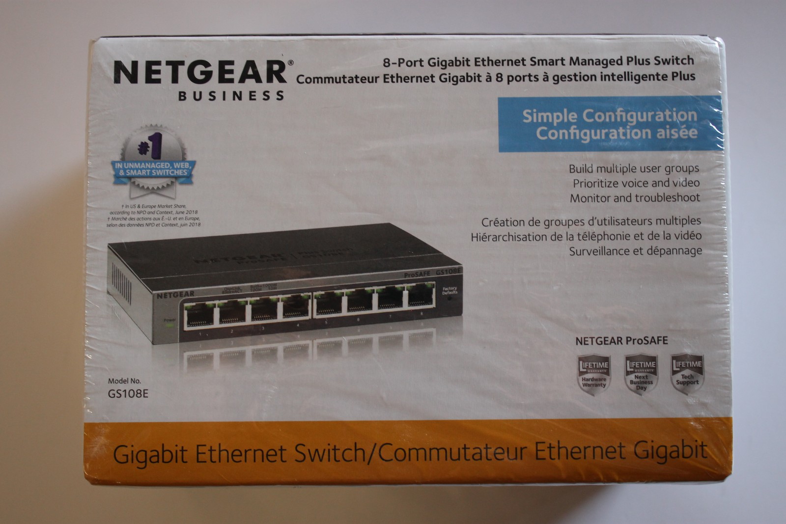 NETGEAR GS108E 8-Port Gigabit Ethernet Smart Managed Plus Switch  - NEW UNOPENED