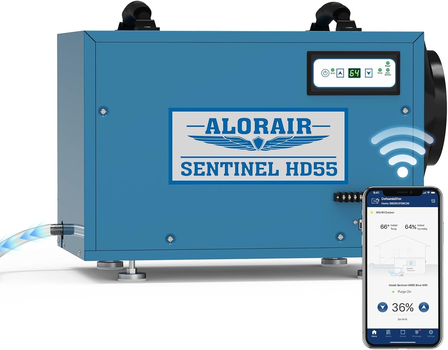 ALORAIR Sentinel HD55 113 Pt Dehumidifier for Basement 1200 sq ft w/Hose & WIFI