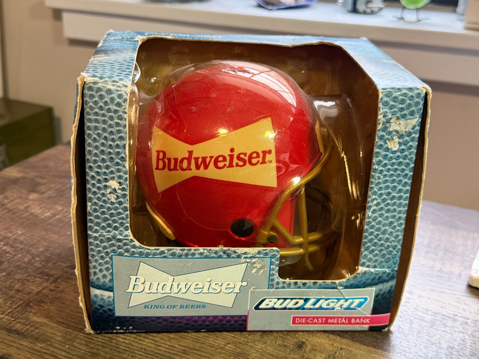 Vintage Budweiser Bud Light Football Helmet Die Cast Metal Bank Vintage Budweiser Bud Light Football Helmet Die Cast Metal Bank