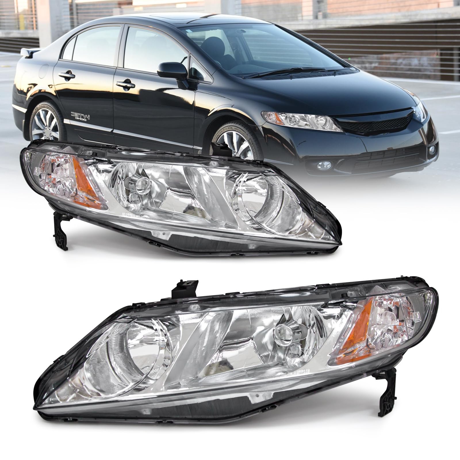 12V Luces Faros Delanteras 2 Set Para Honda Civic 2006 2007 2008 2009 2010 2011