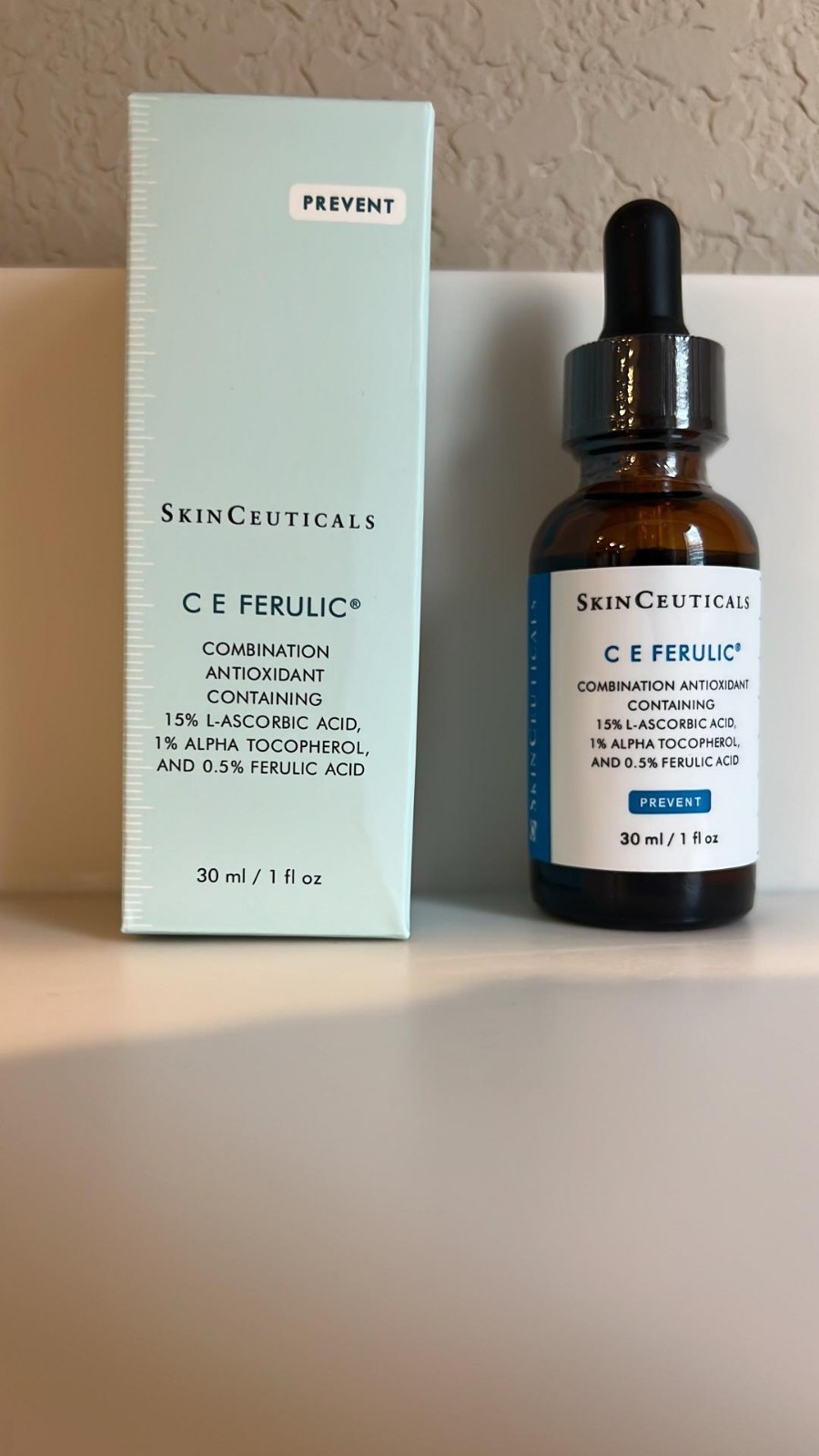 SkinCeuticals C E Ferulic 15% L-Ascorbic Acid Vitamin C Serum 1 fl oz New in Box SkinCeuticals C E Ferulic 15% L-Ascorbic Acid Vitamin C Serum 1 fl oz New in Box