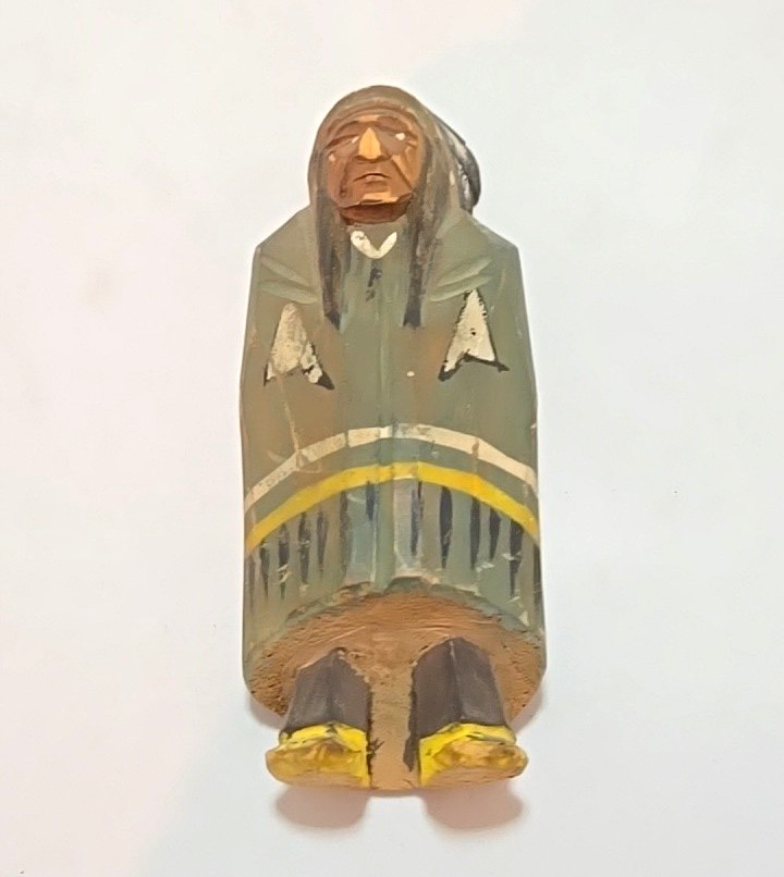Vintage Hand Carved Wood Native American Indian Figure 4