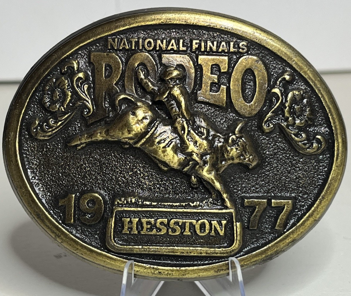 1977 HESSTON VINTAGE National Rodeo Finals BELT BUCKLE (100% AUTHENTIC) ~LOOK
