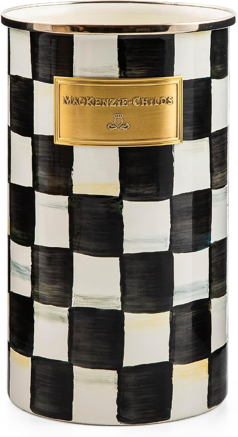 MacKenzie-Childs Courtly Check Utensil Holder Enamel Steel Countertop Bin 89605
