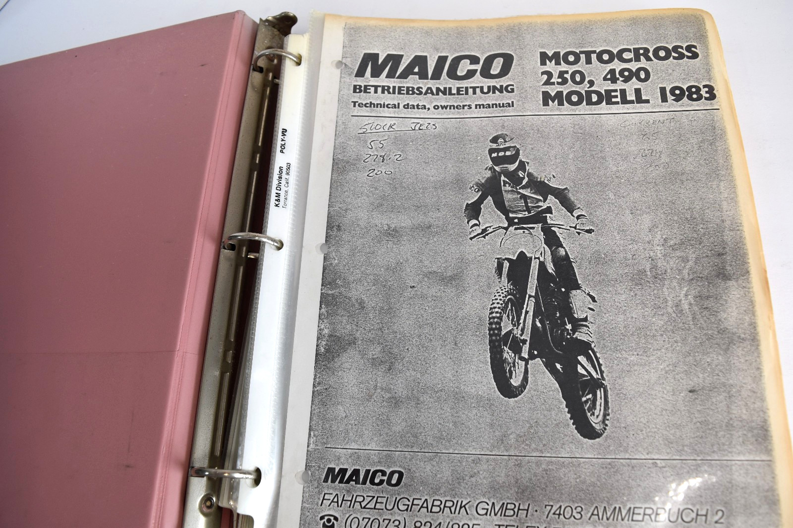 MAICO Motocross 250,490 Modell 1983 Tech Data & Owner\'s Manual COPY