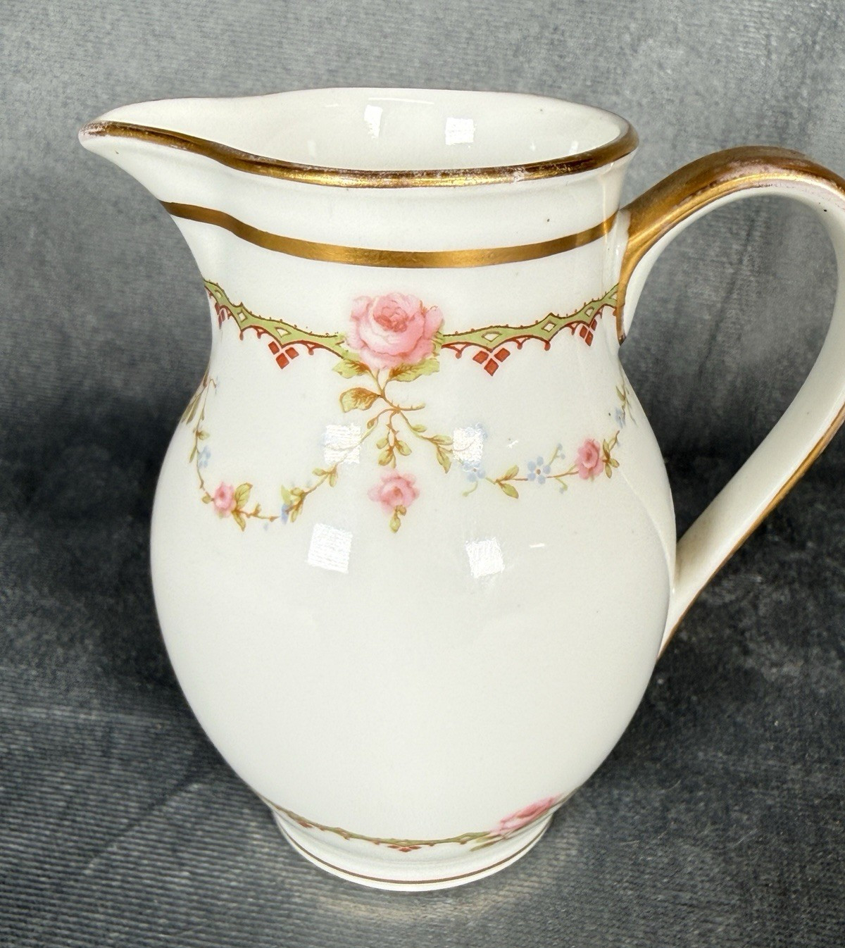 Antique Theodore Haviland Limoges Creamer Pink Rose Swag Wanamaker Paris France