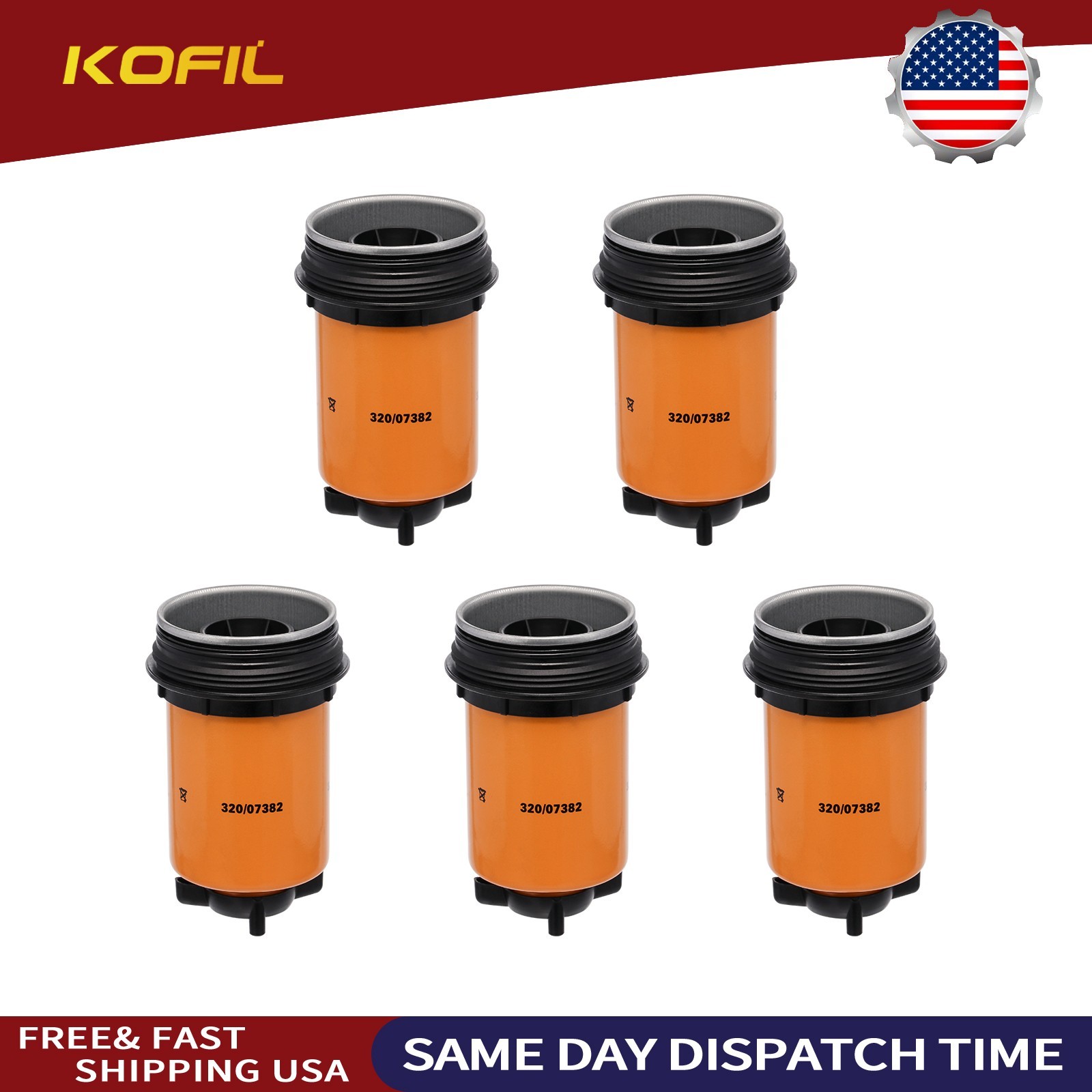 5PCS For JCB Fuel Filter Element 320/07382