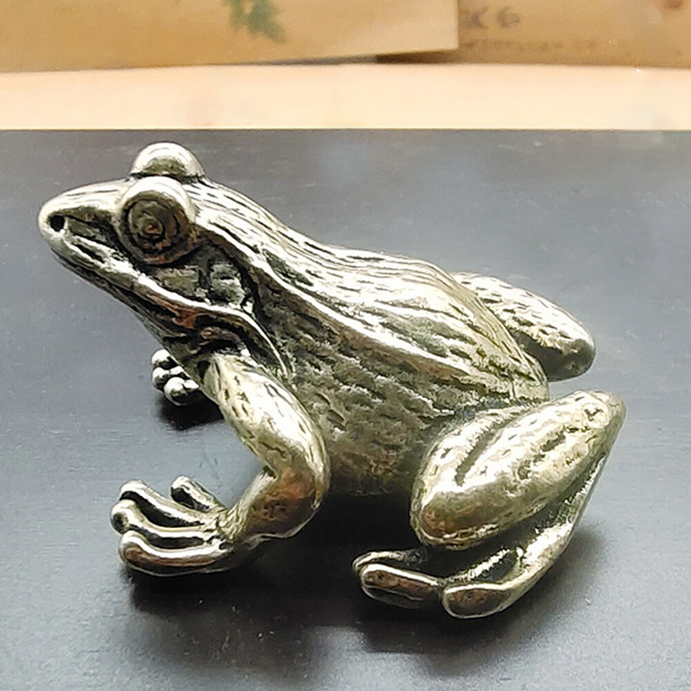 Solid Brass Frog Figurine Statue House Office Decoration Animal Figurines toy~