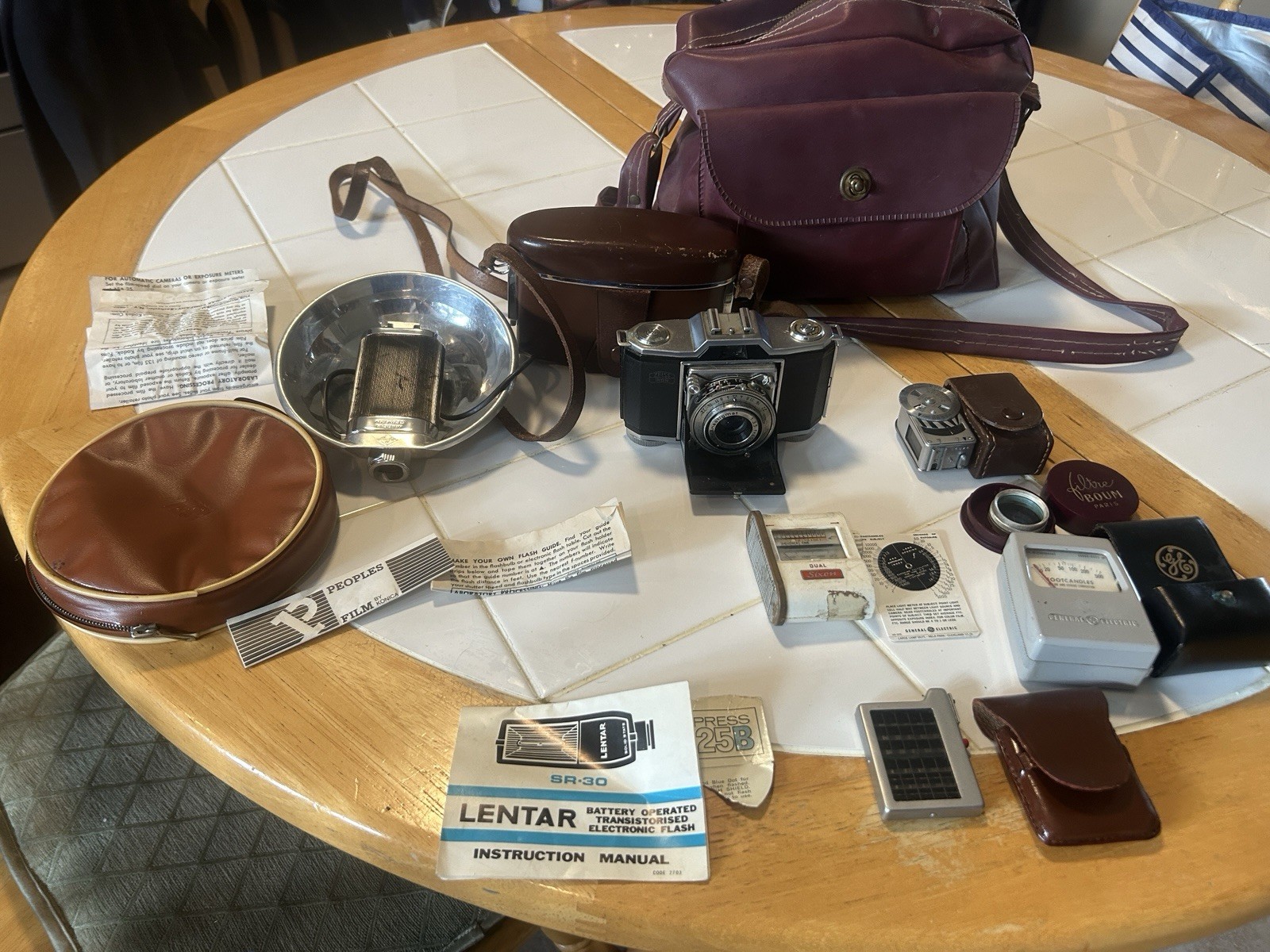 vintage zeiss ikon camera Contina w Case Cover Light Meters Sixon GE Metraphot 