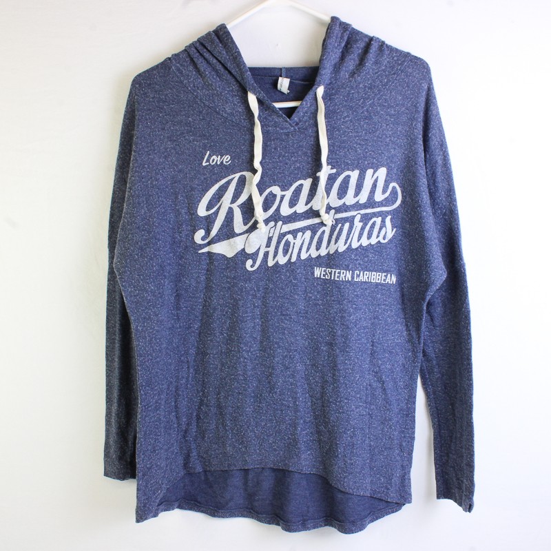 Techstyles Sportswear Roatans Honduras Printed Blue Hoodie Pullover Men\'s Size M Techstyles Sportswear Roatans Honduras Printed Blue Hoodie Pullover Men\'s Size M