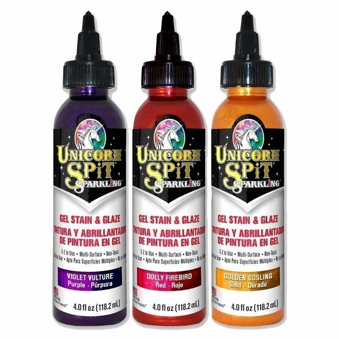 Unicorn SPiT Sparkling - Gel Stain & Glaze - 4oz Sunset Sparkle Collection -...