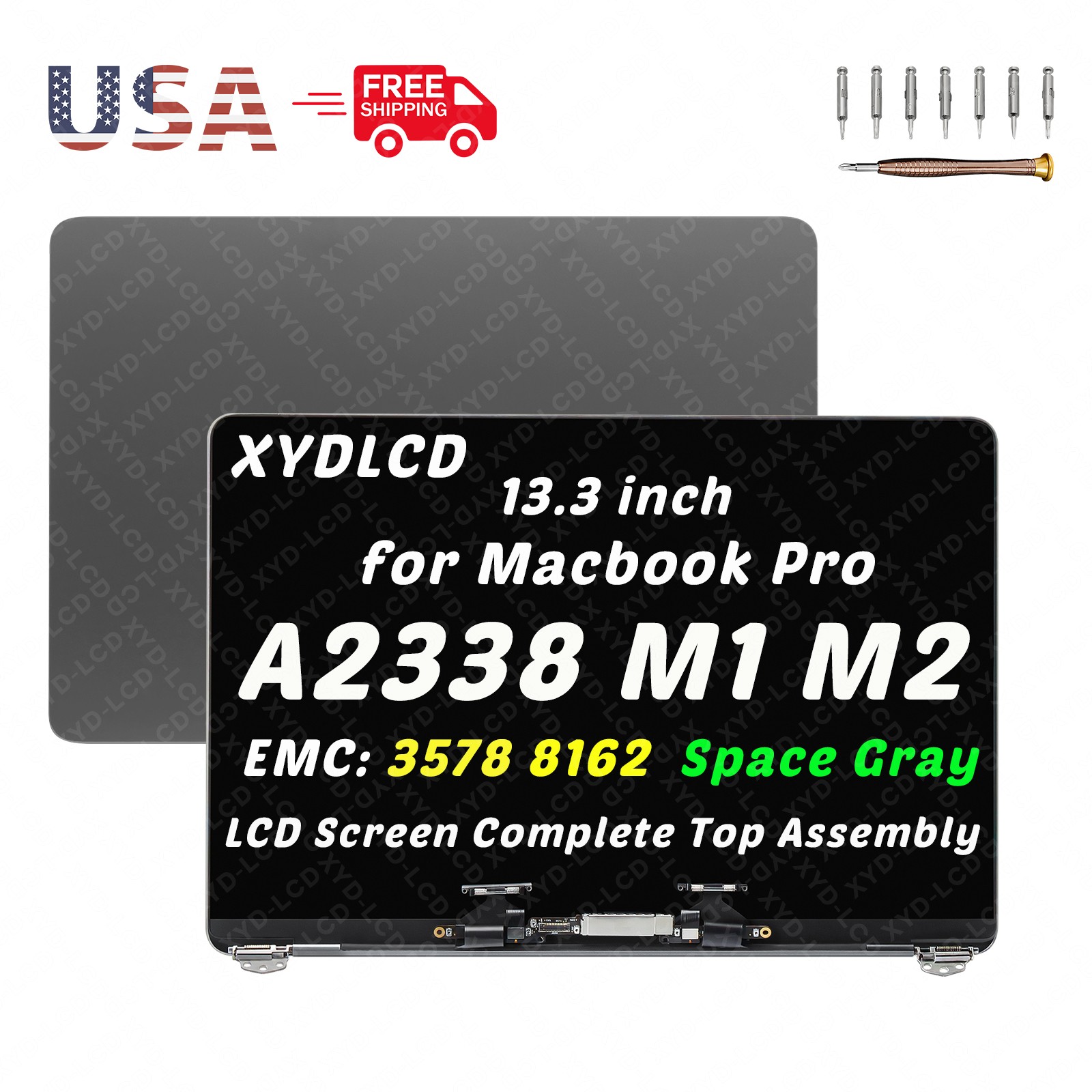 OEM 13.3in for Macbook Pro A2338 2020 M1 LCD Screen Display True Tone Space Gray