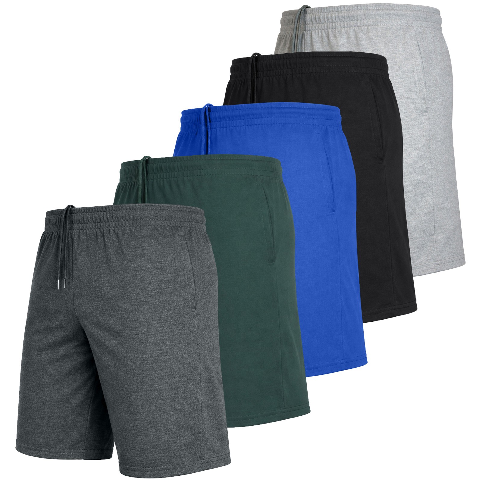 5-PACK Men’s Lounge Shorts Cotton Blend & Elastic Waist (Sizes- S-3XL) 