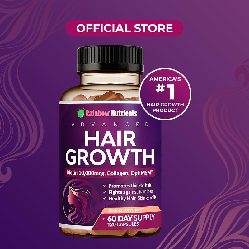NEW Rainbow Nutrients ADVANCED Hair Growth Vitamins – Biotin 10,000mcg, Collagen NEW Rainbow Nutrients ADVANCED Hair Growth Vitamins – Biotin 10,000mcg, Collagen