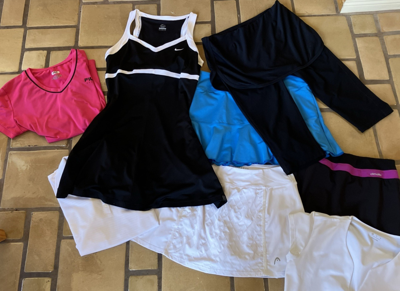 WOMEN\'S 10-PC TENNIS SPORTSWEAR LOT SMALL (SIZE 4-6) NIKE, WILSON, ADIDAS, HEAD