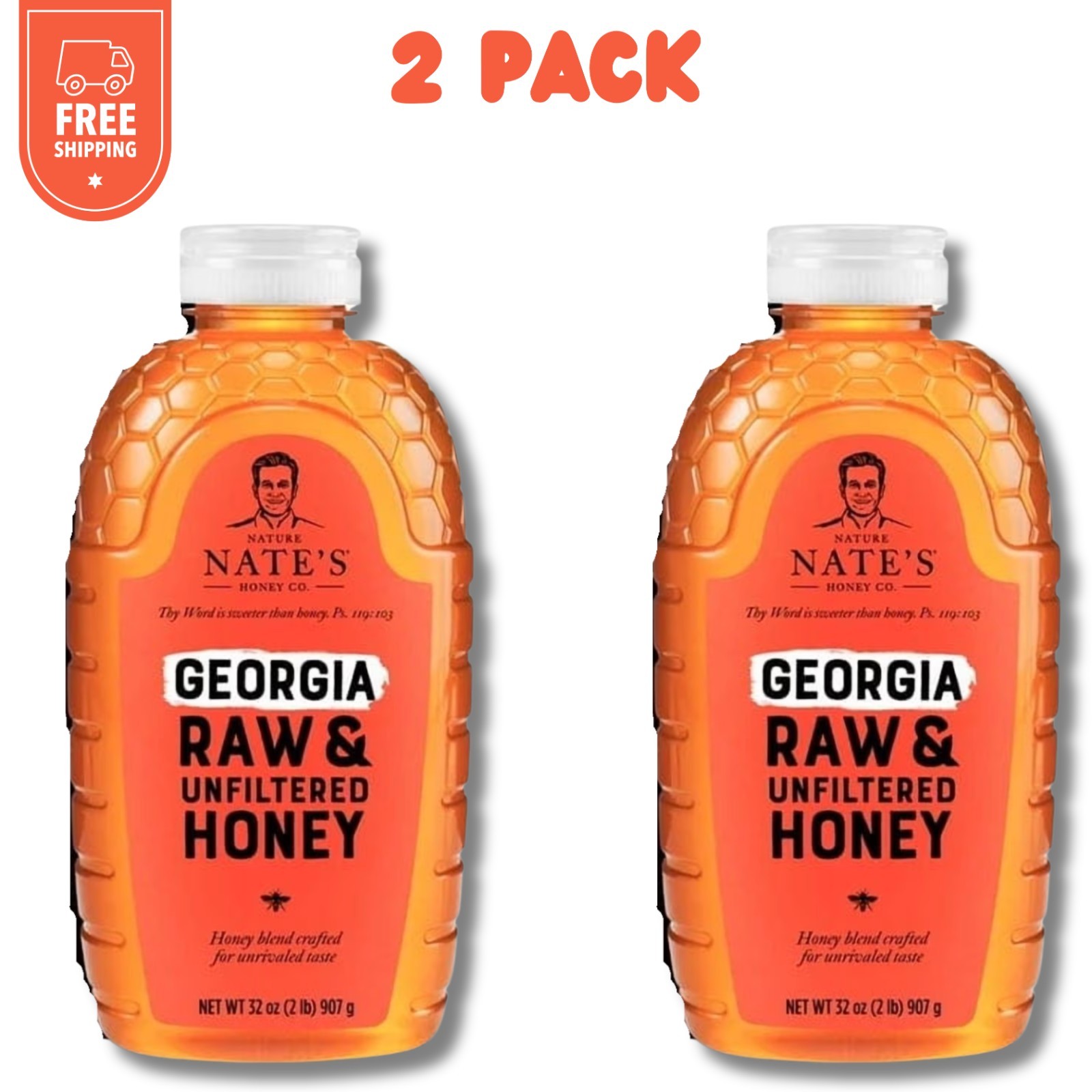 Pack of 2- Nature Nate's Georgia Honey: 100% Pure, Raw and Unfiltered Honey Pack of 2- Nature Nate's Georgia Honey: 100% Pure, Raw and Unfiltered Honey