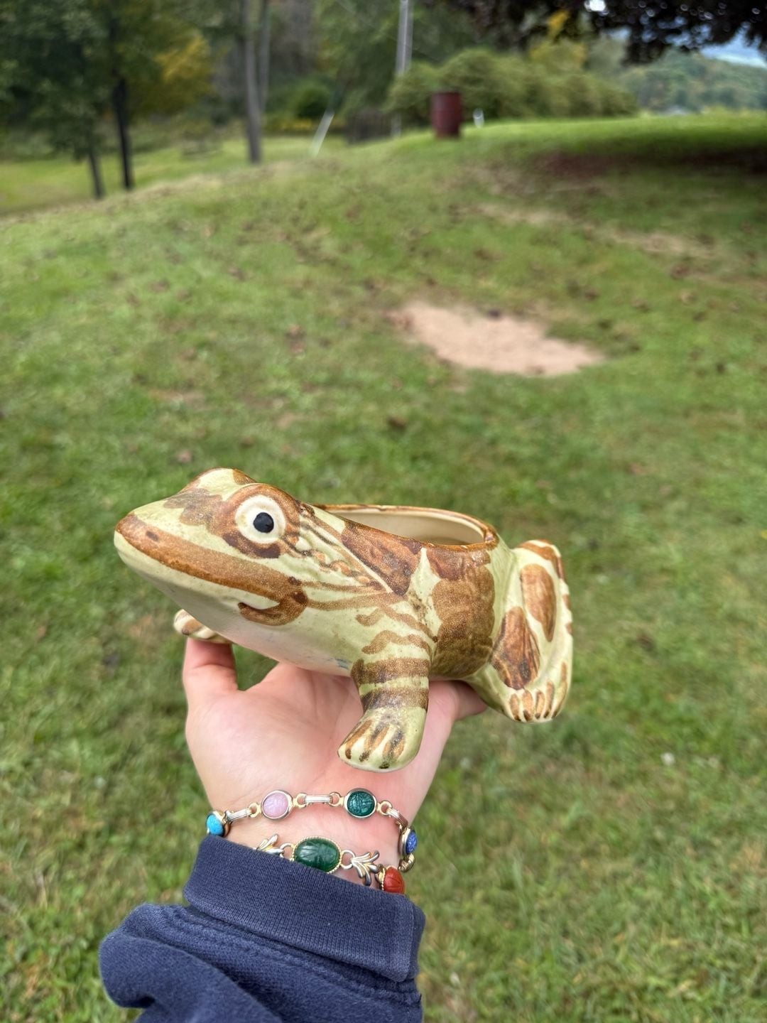 Brush McCoy Vintage Frog Planter Ceramic Green Brown B823