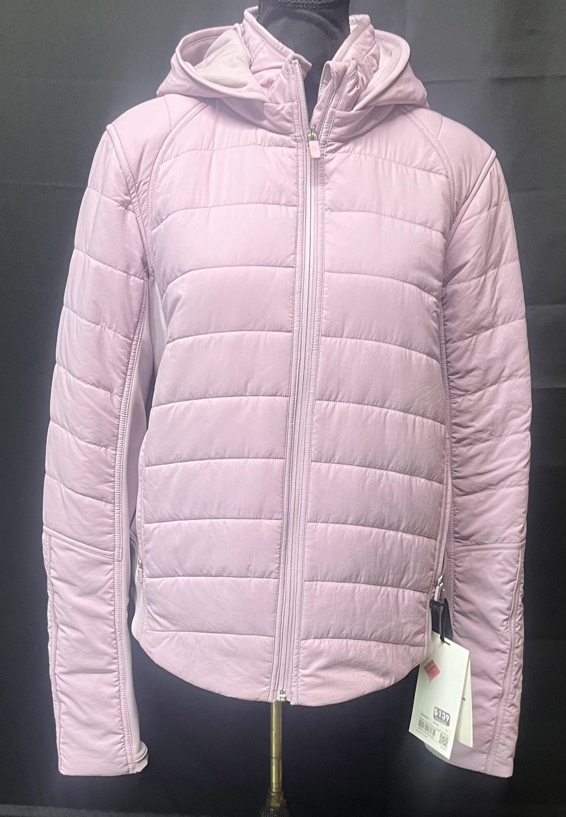 Lululemon Push Your Pace Jacket Womens 12 Pink Hooded Insulated Zip Running NWT