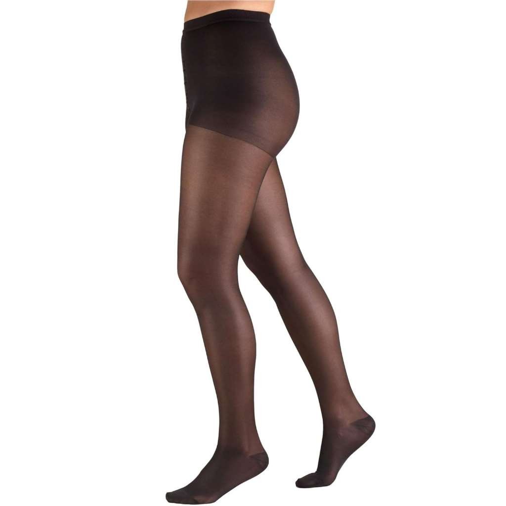 TRUFORM Lites Ladies\' Sheer Pantyhose 15-20mmHg (Black) Queen Plus