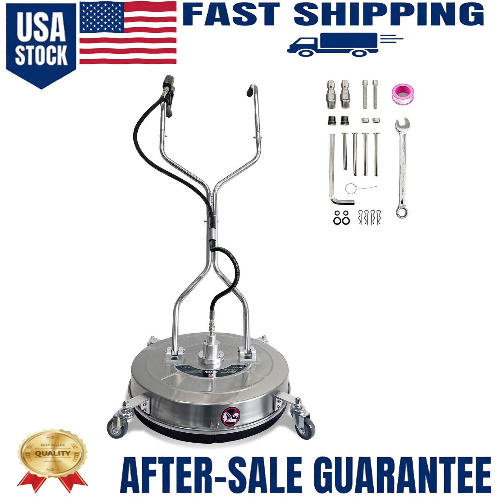 ✴️24\'\' Pressure Washer Surface Cleaner 4900PSI Steel Dual Handle Surface Cleaner