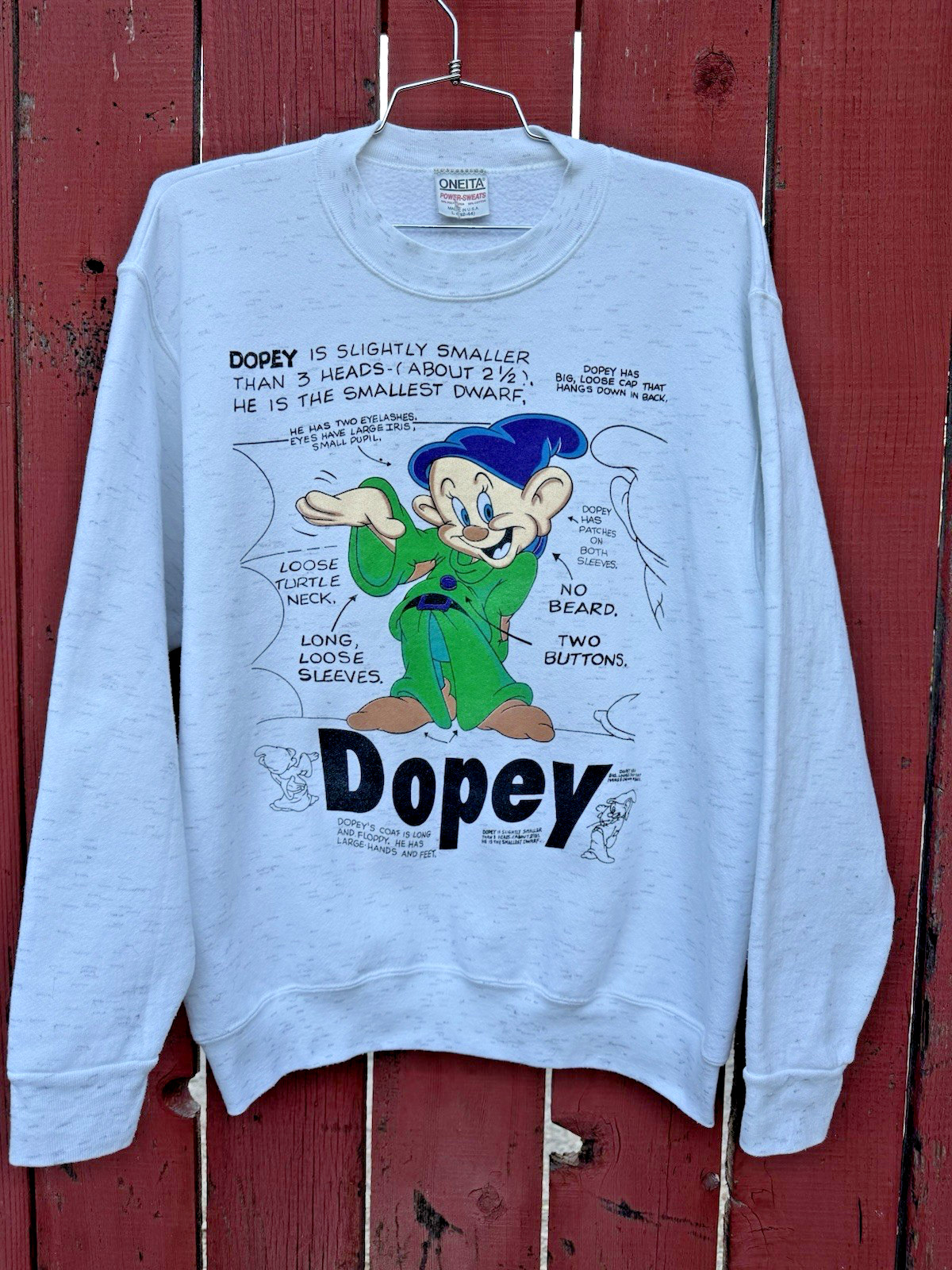 Vintage 90s Disney Snow White and the Seven Dwarves Dopey Crew Sweatshirt Retro