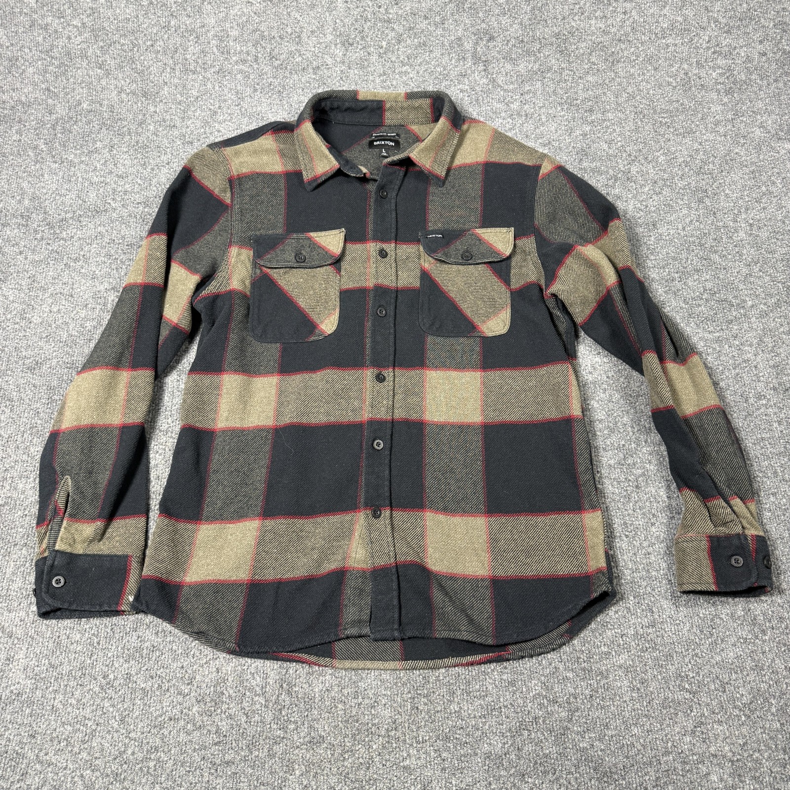 Brixton Shirt Mens Large Black Plaid Flannel Long Sleeve Button Front Bowery