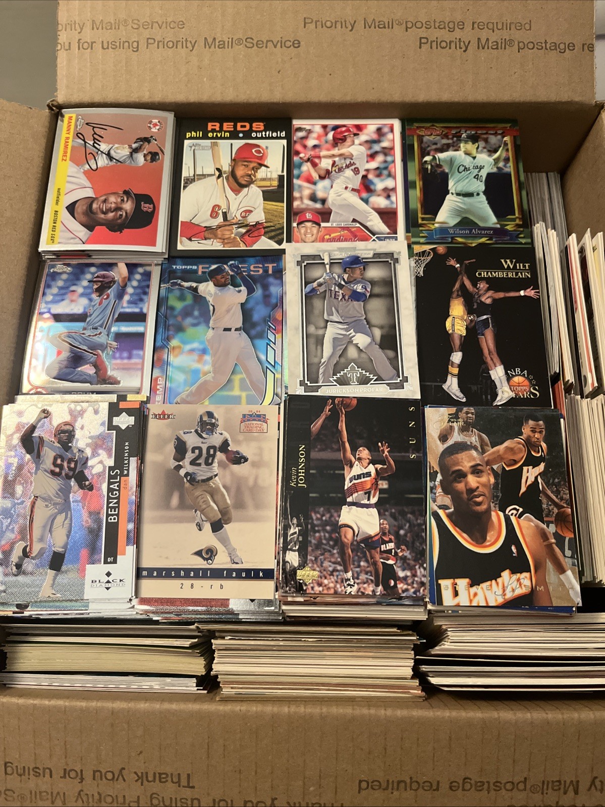 Multi Sport Card Lot Large Flat Rate Box Bulk Base NBA MLB NFL Aprox 2500+ (FF) Multi Sport Card Lot Large Flat Rate Box Bulk Base NBA MLB NFL Aprox 2500+ (FF)