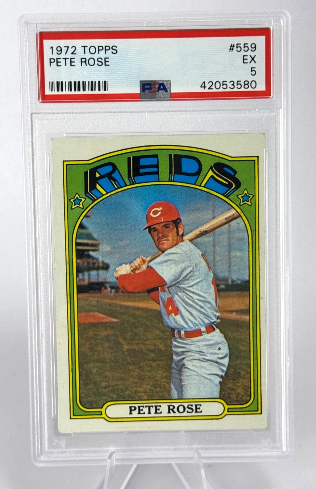 1972 Topps Baseball # 559 PETE ROSE - CINCINNATI REDS  Graded PSA 5 EX