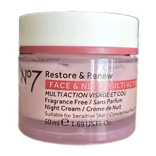 No7 Restore & Renew Sculpting Night Cream for Face & Neck, 1.69 Oz Regular