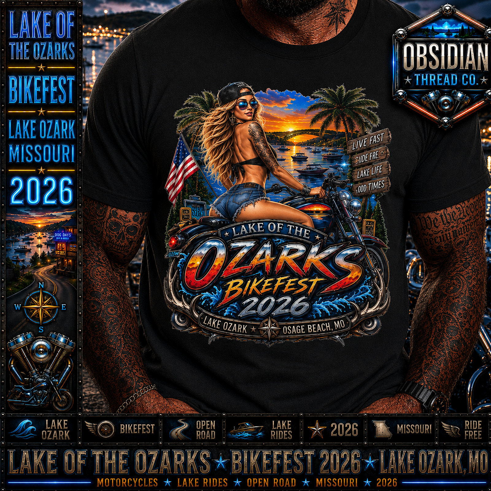 Lake Ozarks Bikefest 2026 Missouri Motorcycle Rally Biker T-Shirt Tee No Harley