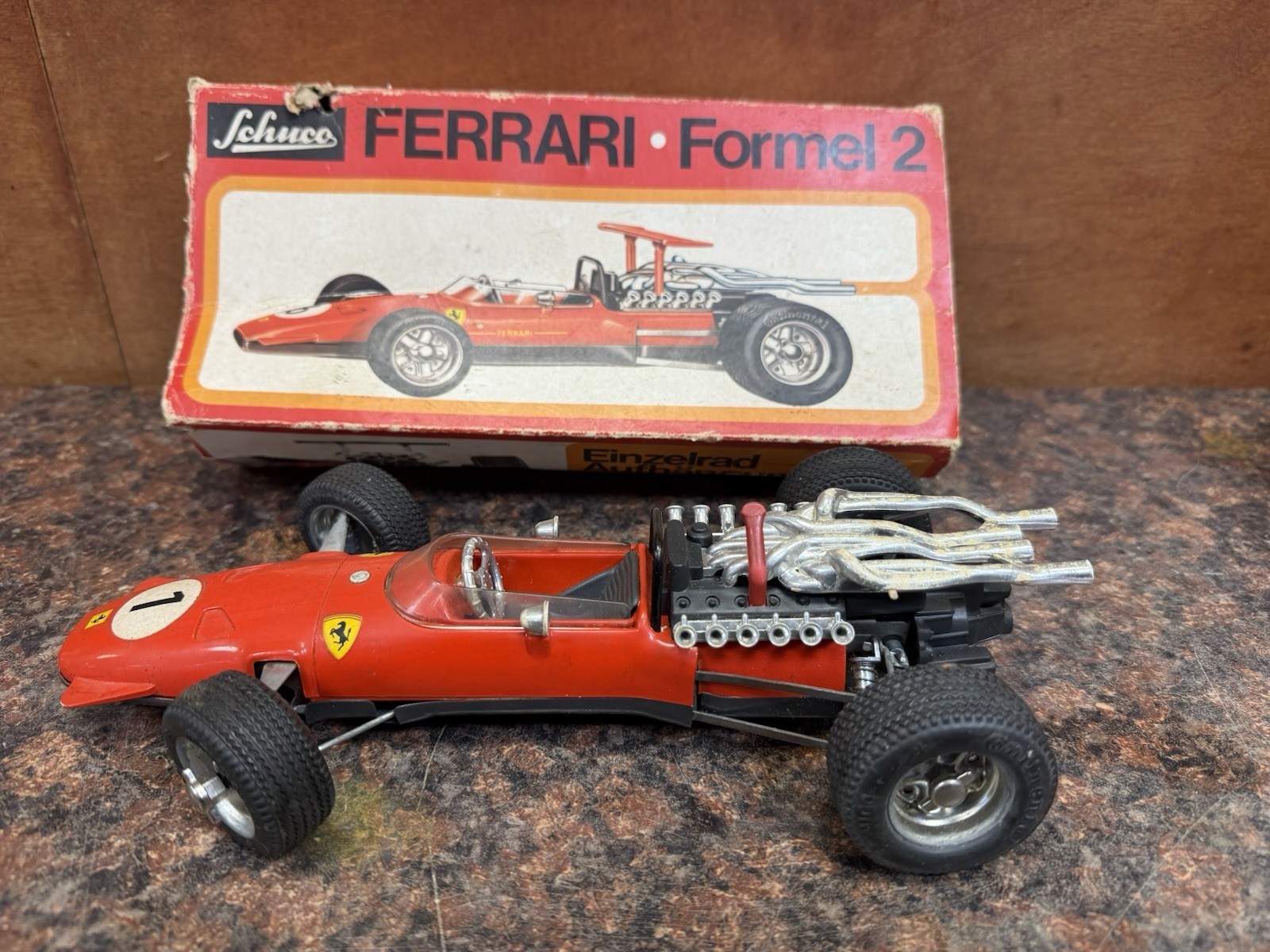Vintage Schuco 1073 Ferrari Formel 2 Red Wind-up Toy Car #1 Made in Germany - B2