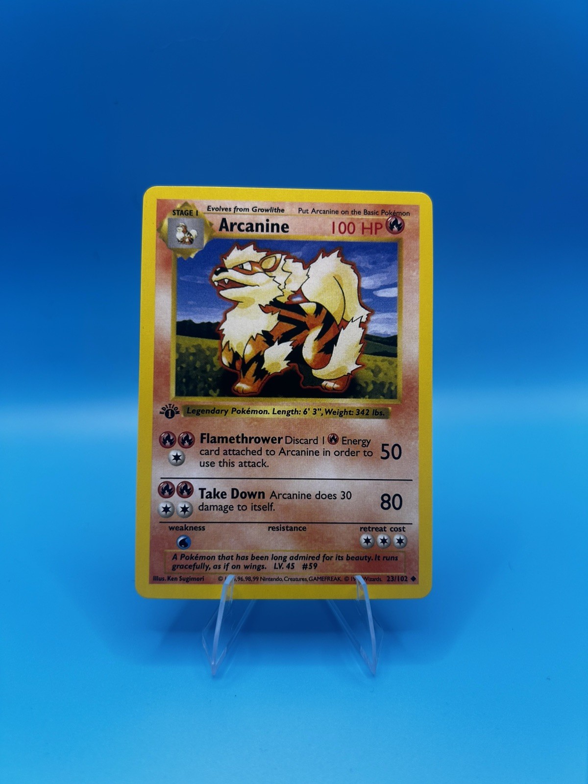[LP] Arcanine 23/102- 1st Edition Shadowless - Base Set  - Pokemon Vintage
