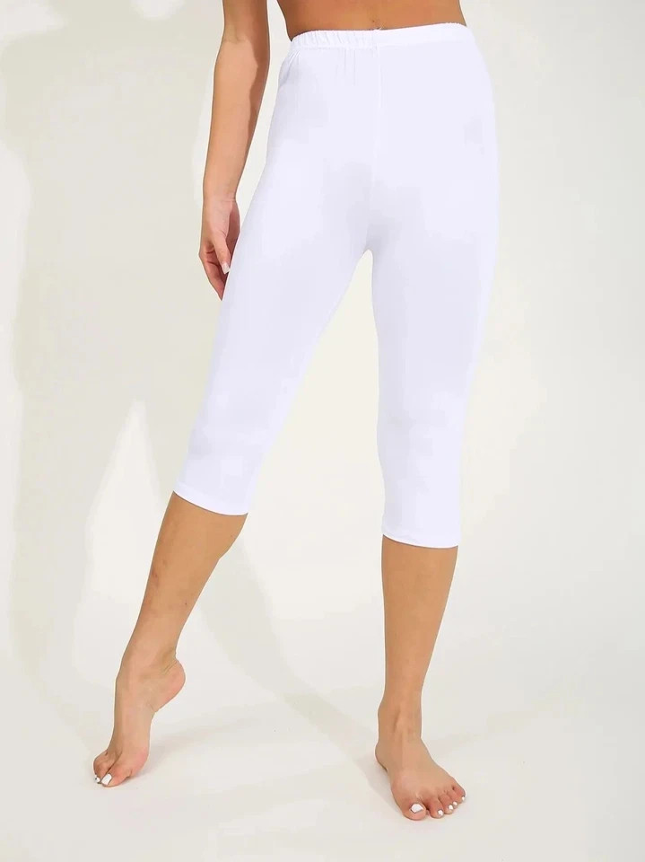 Womens Capri Leggings Soft Stretch Workout Fitness Crop High Waisted Yoga Pants