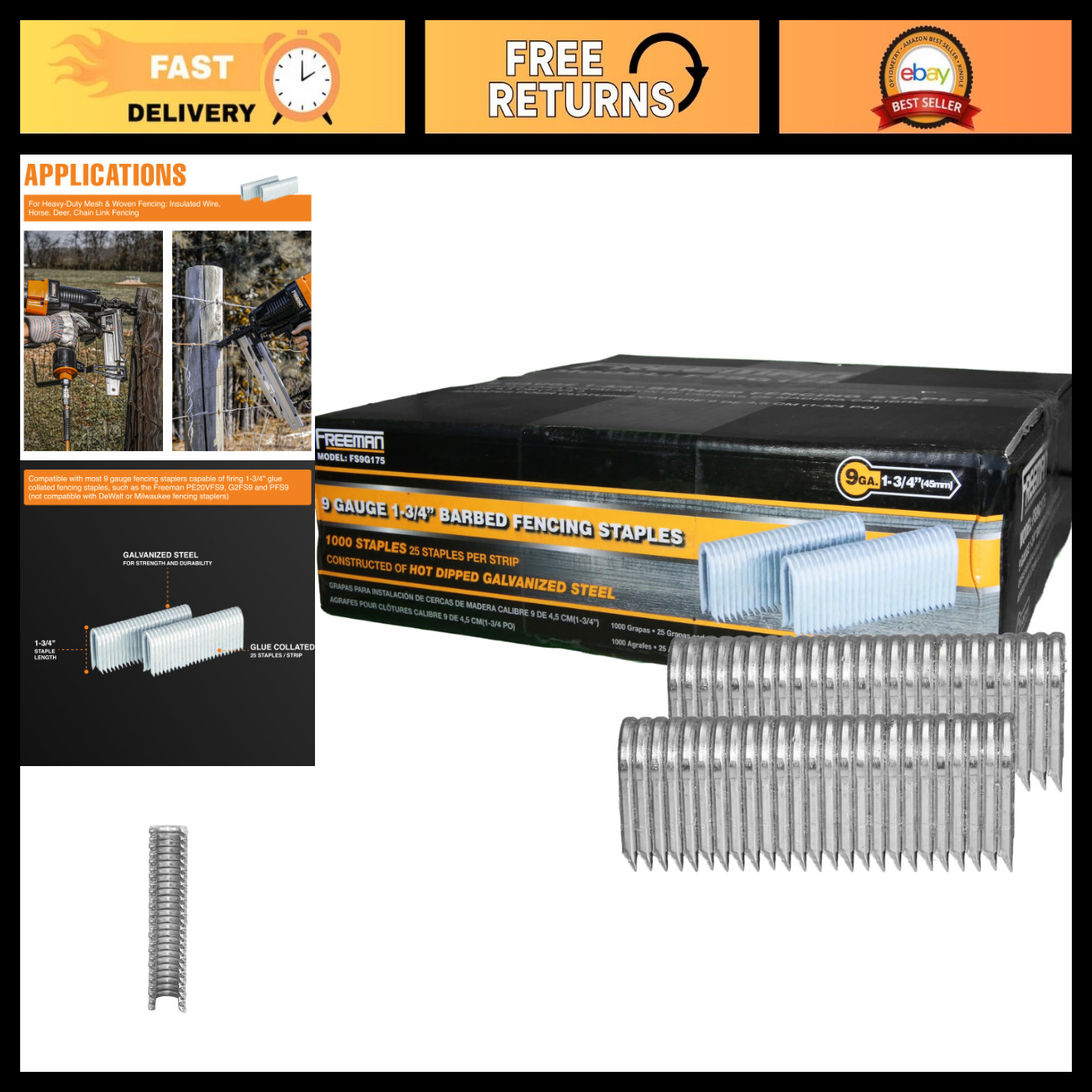 9-Gauge Galvanized Fencing Staples 1-3/4\ 9-Gauge Galvanized Fencing Staples 1-3/4\