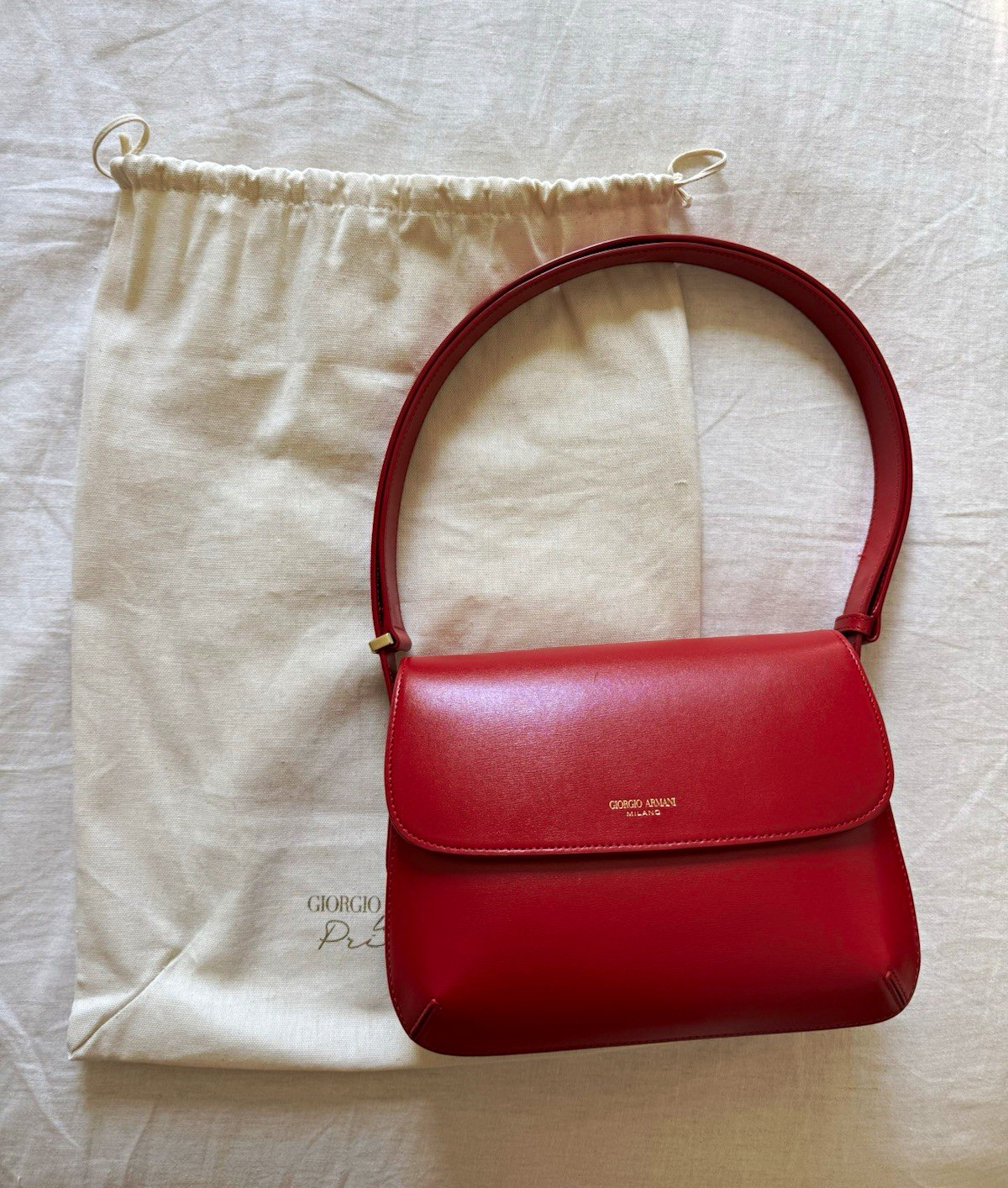 Giorgio Armani MEDIUM LA PRIMA BAG IN RED PALMELLATO LEATHER Giorgio Armani MEDIUM LA PRIMA BAG IN RED PALMELLATO LEATHER