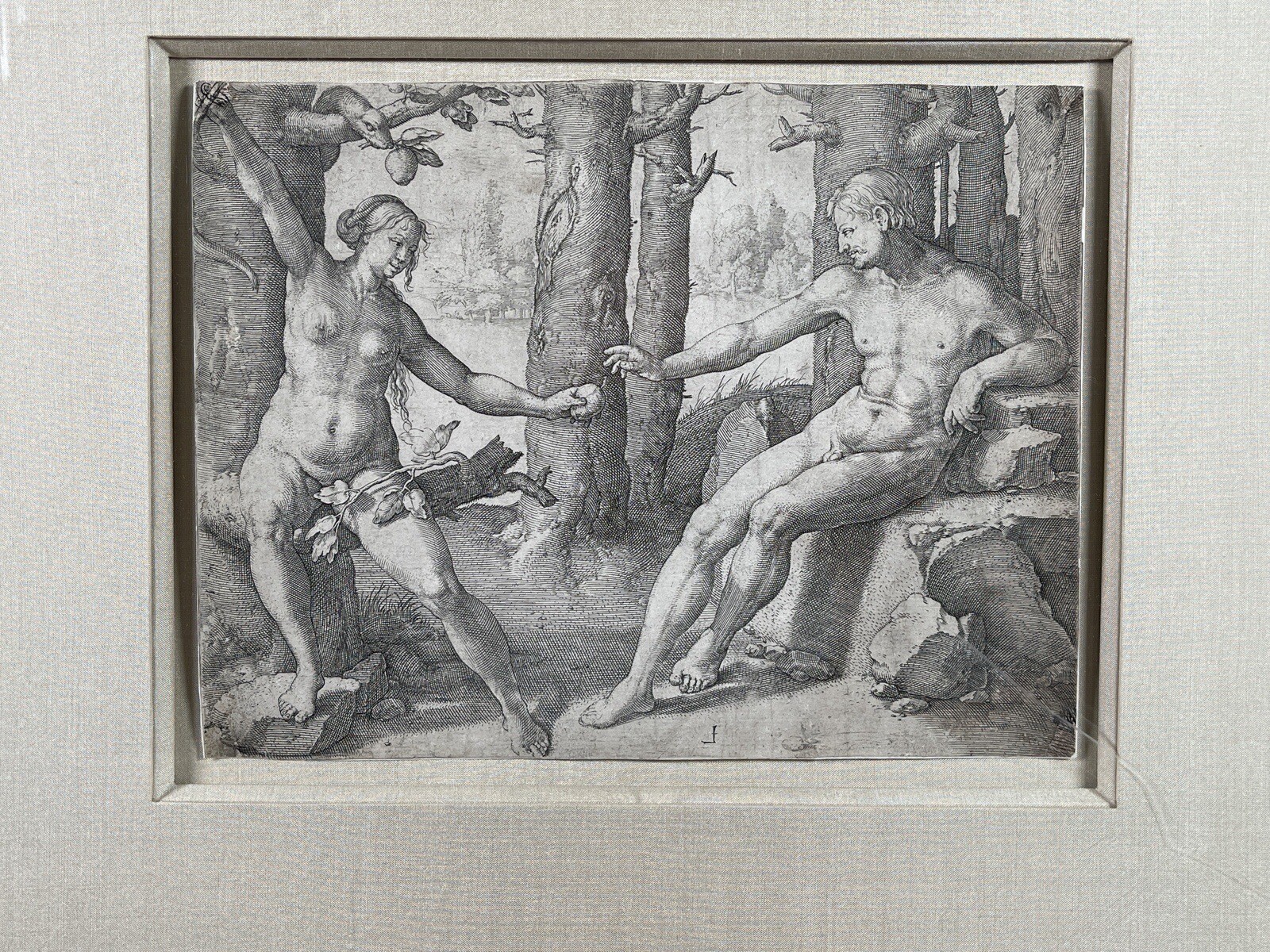 Lucas Van Leyden Fall Of Man Adam Eve Woodcut Engraving 16th C. Dutch Old Master