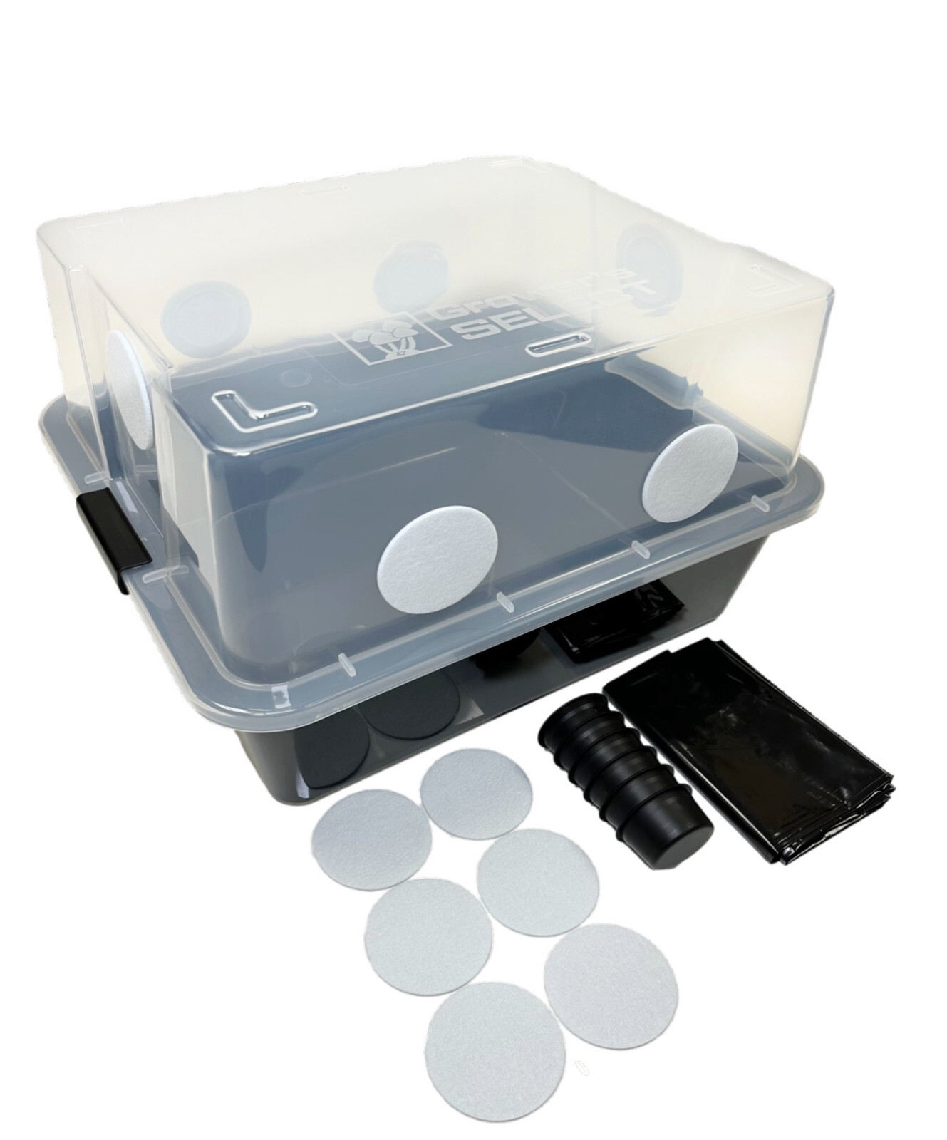 Grower\'s Select 48Q Mushroom Monotub Fruiting Chamber w/ Filter Disks and Liner