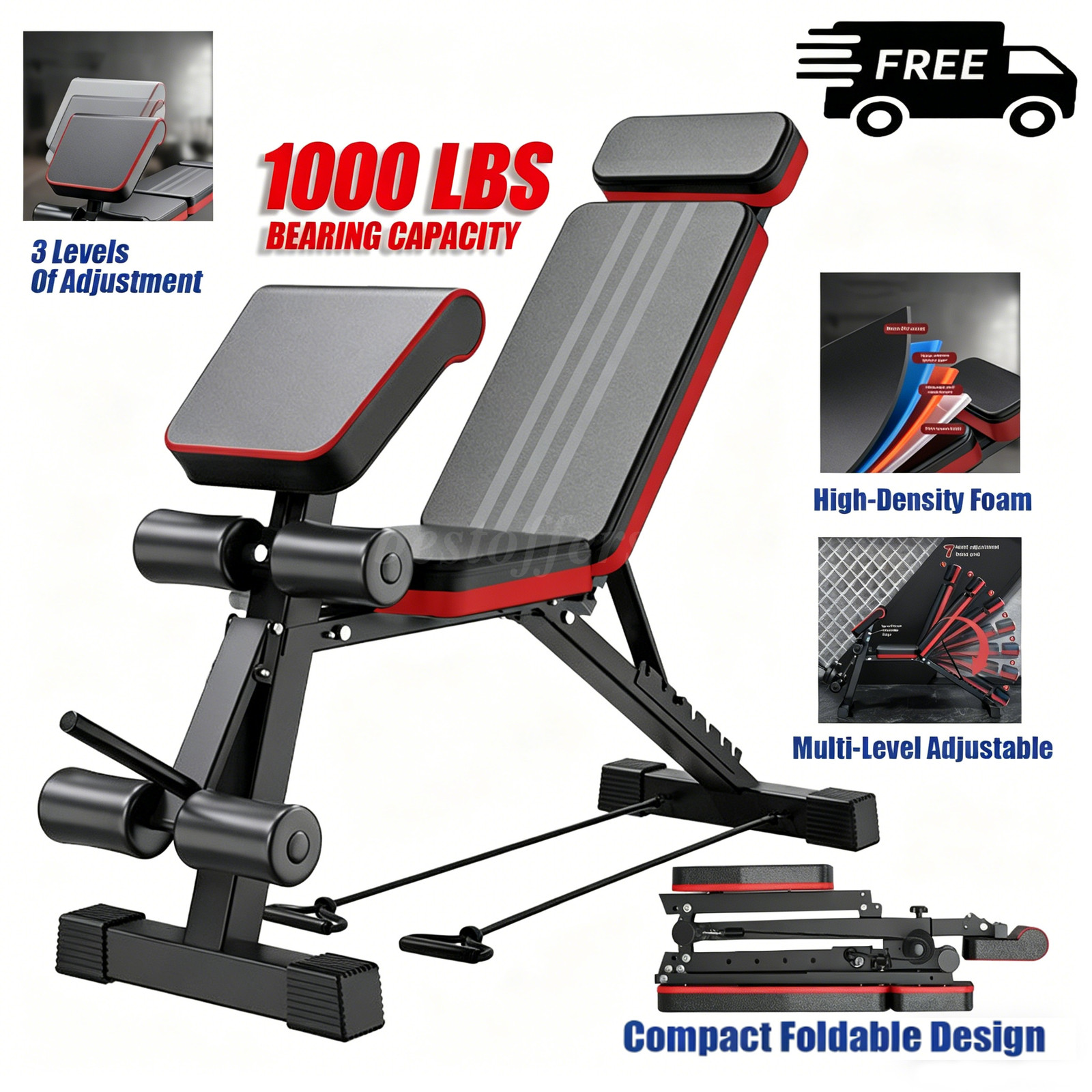 Adjustable Utility 1000 LBS Bench Weight Bench Home Gym Fitness Workout Exercise Adjustable Utility 1000 LBS Bench Weight Bench Home Gym Fitness Workout Exercise